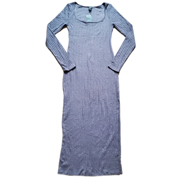 Wild Fable Rib Knit Midi Grey Dress NWT Various Sz - Picture 7 of 9